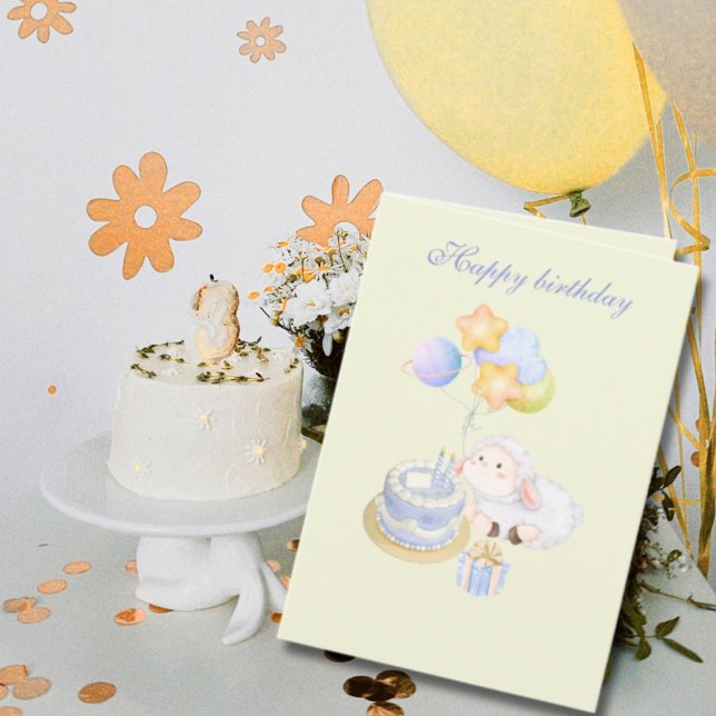 Cute  whimsical Pastel Lamb Birthday Design Card (Creator Uploaded)