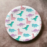 Cute whimsical pastel watercolor dinosaurs pattern paper plate<br><div class="desc">Cute whimsical pastel watercolor dinosaurs pattern illustration by Girly Trend</div>