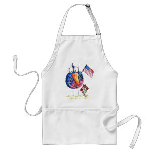 Cute Whimsical Patriotic Bird with Flag Standard Apron
