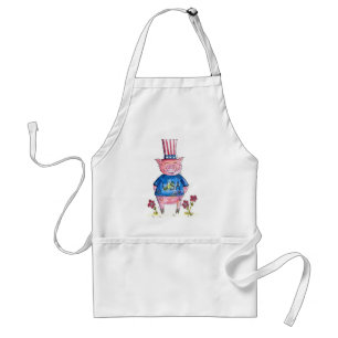Cute Whimsical Patriotic Pig Standard Apron