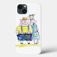 Cute Whimsical Pig and Cow