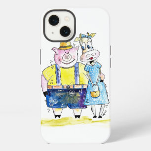 Cute Whimsical Pig and Cow iPhone 13 Case