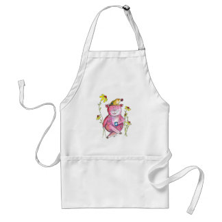 Cute Whimsical Pig Drinking Coffee Standard Apron