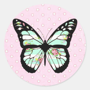 Cute Whimsical Pink and Teal Butterfly Stickers