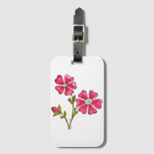 Cute Whimsical Pink Flowers Luggage Tag