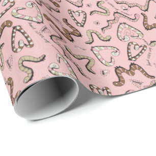Cute & Whimsical Pink Heart Worm-ing Wishes Baby Wrapping Paper