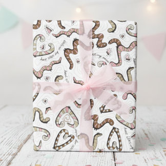 Cute & Whimsical Pink Heart Worm-ing Wishes Baby Wrapping Paper