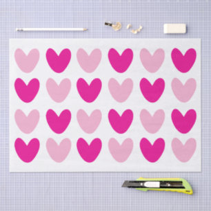 Cute whimsical pink hearts drawing custom tissue paper