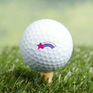 Cute Whimsical Pink Star Rainbow Golf Balls