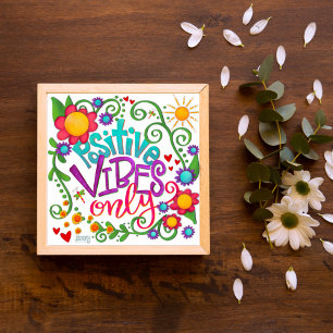 Cute Whimsical Positive Vibes Only Inspirivity Poster