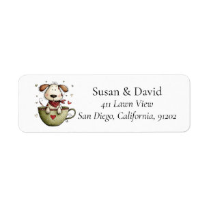 Cute Whimsical Puppy Dog Teacup Bandanna Valentine