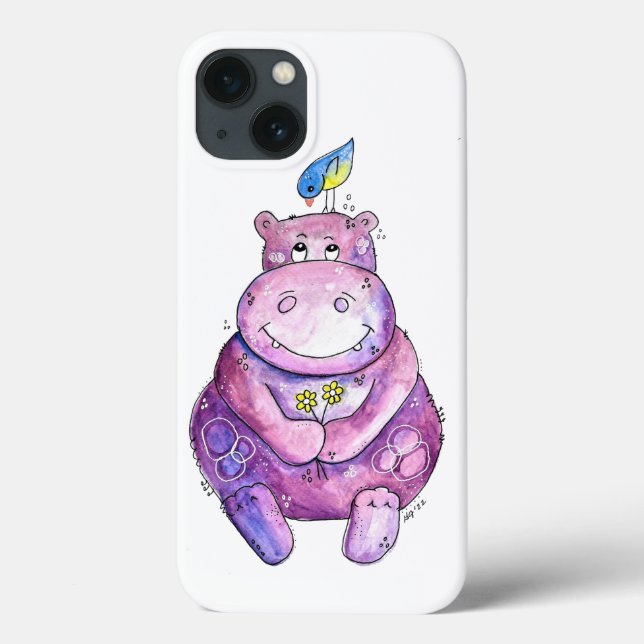 Cute Whimsical Purple Hippo Case-Mate iPhone Case (Back)