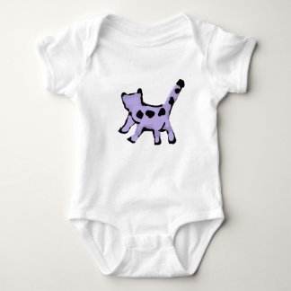 Cute Whimsical Purple Spotted Cat Baby Bodysuit