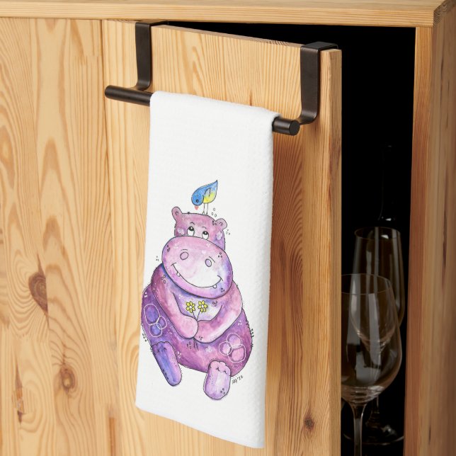 Cute Whimsical Purple Tea Towel (Thirds Fold)