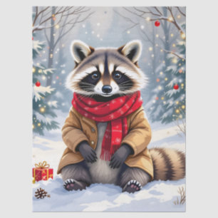Cute Whimsical Raccoon Christmas   Tissue Paper