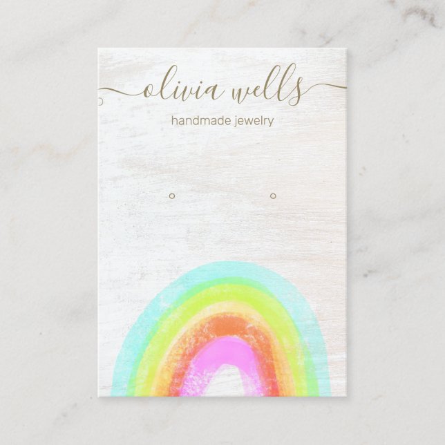 Cute Whimsical Rainbow Earring Display Card (Front)