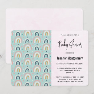 Cute Whimsical Rainbow Pattern Baby Shower Invitation