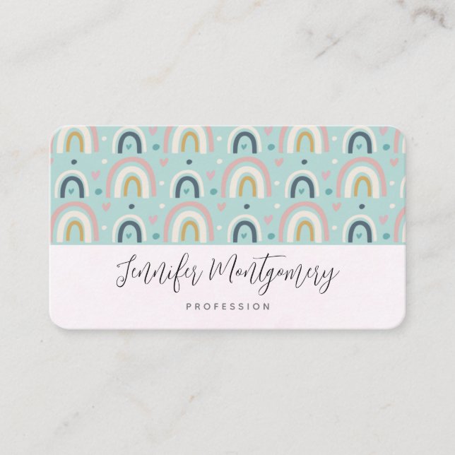 Cute Whimsical Rainbow Pattern Business Card (Front)