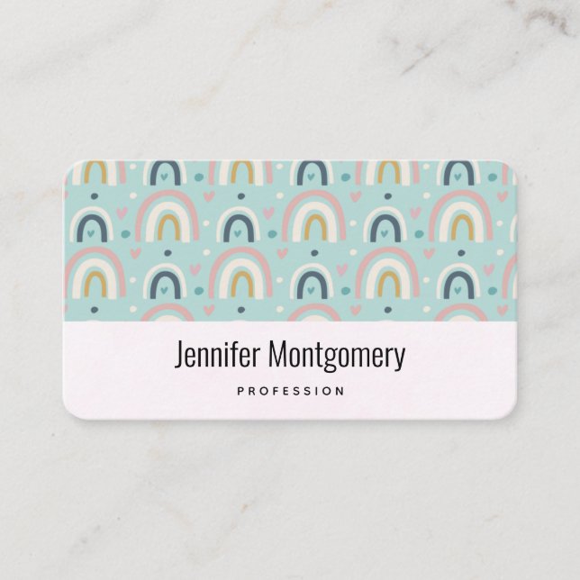 Cute Whimsical Rainbow Pattern Business Card (Front)