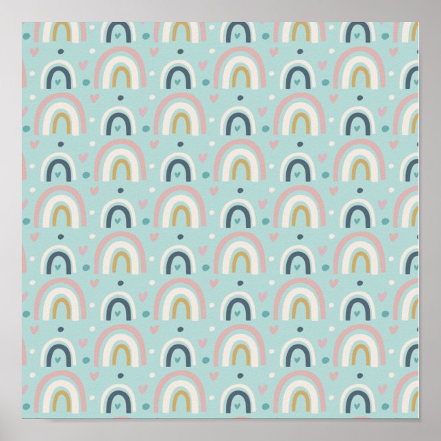 Cute Whimsical Rainbow Pattern Poster (Front)