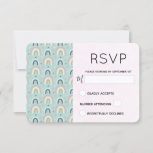 Cute Whimsical Rainbow Pattern RSVP Card