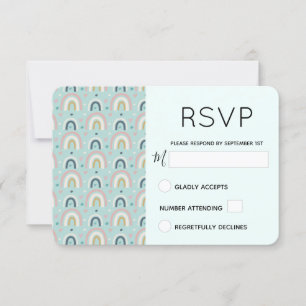 Cute Whimsical Rainbow Pattern RSVP Card