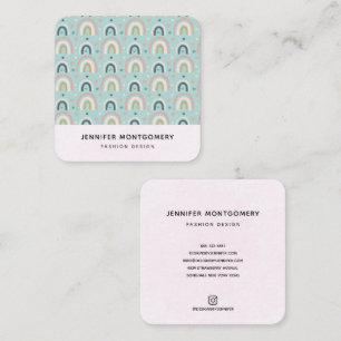 Cute Whimsical Rainbow Pattern Square Business Card