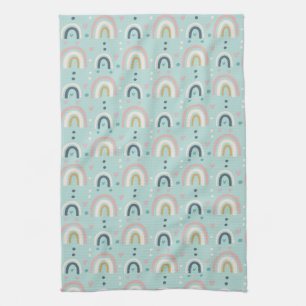 Cute Whimsical Rainbow Pattern Tea Towel
