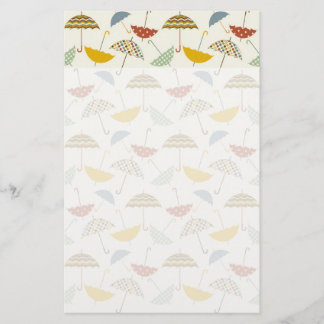 Cute Whimsical Rainy Day Umbrella Pattern Stationery