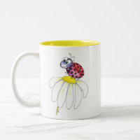 Cute Whimsical Red Ladybug on a White Flower