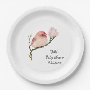 Cute Whimsical Redpoll Bird Paper Plate