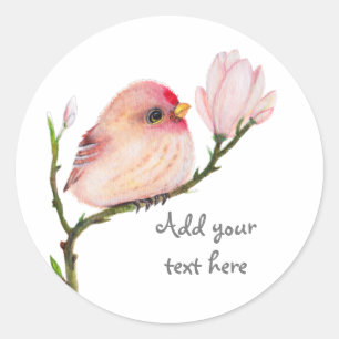 Cute Whimsical Redpoll Bird Sticker