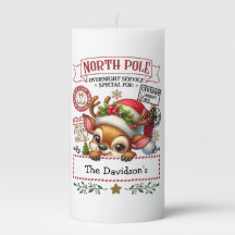 Cute Whimsical Reindeer Christmas Pillar Candle