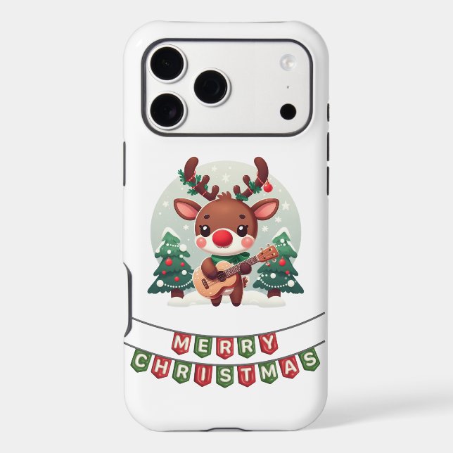 Cute Whimsical Reindeer with guitar (Back)