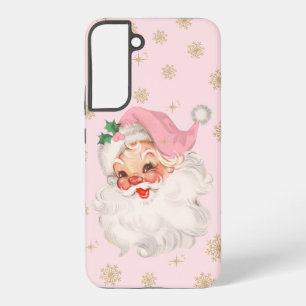 Cute Whimsical Retro Pink Santa Christmas Pattern Samsung Galaxy Case