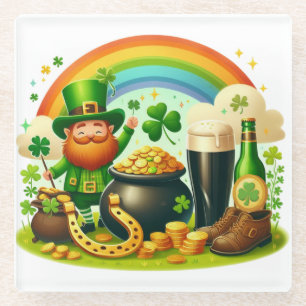 Cute, whimsical Saint Patrick's Day Glass Coaster