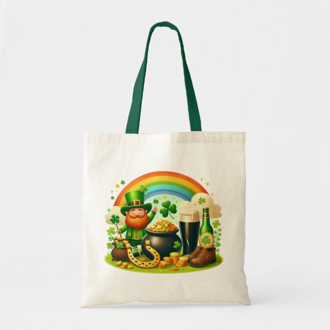 Cute, whimsical Saint Patrick's Day Tote Bag (Front)