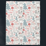 Cute Whimsical Santa Christmas Tree Pattern Pink Fleece Blanket<br><div class="desc">This cute Christmas fleece blanket features a fun whimsical pattern of Santa illustrations,  trees,  and presents in pink,  red,  and teal.</div>