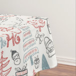 Cute Whimsical Santa Christmas Tree Pattern Pink Tablecloth<br><div class="desc">This cute Christmas tablecloth features a fun whimsical pattern of Santa illustrations,  trees,  and presents in pink,  red,  and teal.</div>