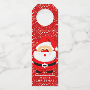 Cute whimsical Santa Claus Christmas Bottle Tag