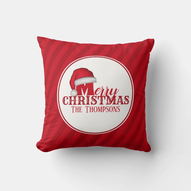 Cute Whimsical Santa Claus Trendy Holiday Cushion (Front)