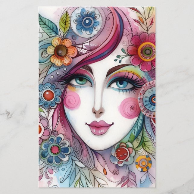 Cute Whimsical Scrapbook Paper For Paper Crafts (Front)