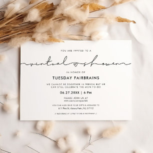 Cute whimsical script Virtual baby shower Invitation