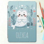 Cute Whimsical Seal Pup iPad Pro Cover<br><div class="desc">Personalised cartoon cute baby seal under the sea İpad cover design</div>