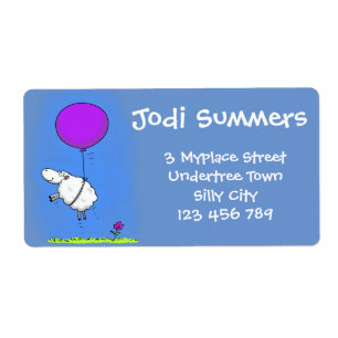 Cute whimsical sheep cartoon address label