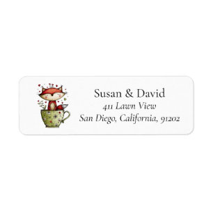 Cute Whimsical Sleeping Fox Teacup Floral Daisy