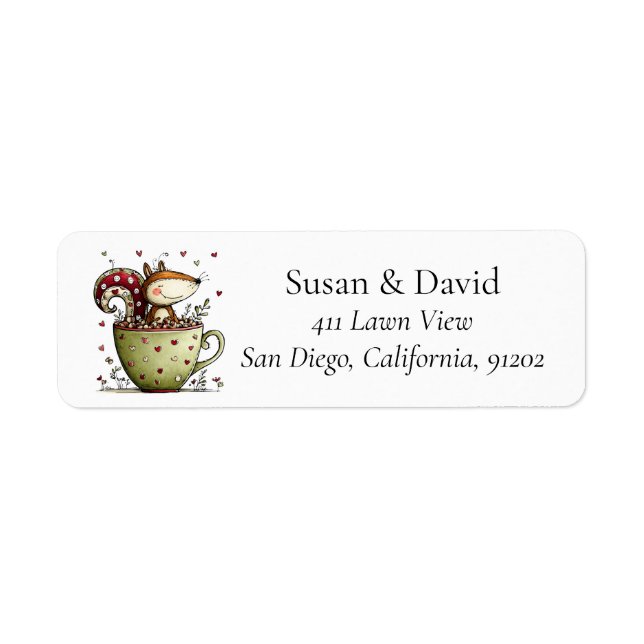Cute Whimsical Squirrel Teacup Swirl Tail Heart (Front)