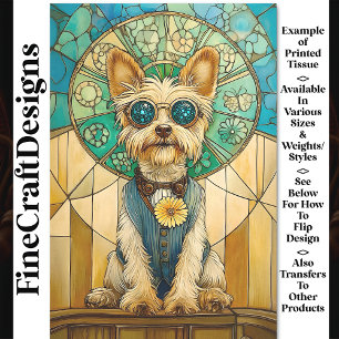 Cute Whimsical Steampunk Yorkie Dog Y7 Decoupage Tissue Paper