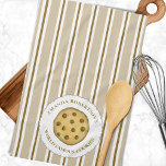 Cute Whimsical Striped Chocolate Chip Cookie  Tea Towel<br><div class="desc">This design features a kitchen stripes cute whimsical,  simple chocolate chip cookie,  vintage striped pattern brown tan,  baking baker bake dessert food,  fun boutique custom customise,  country gourmet bakery simplistic,  an elegant home décor kitchen,  with a world-famous quote saying,  minimalist minimal simple design,  laura lacina</div>