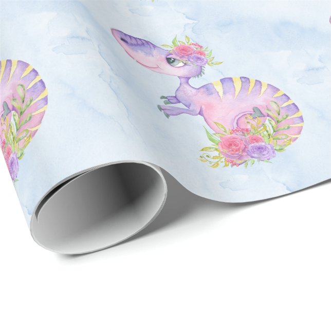 *~* Cute Whimsical Sweet Dragons Dinosaur Wrapping Paper (Roll Corner)